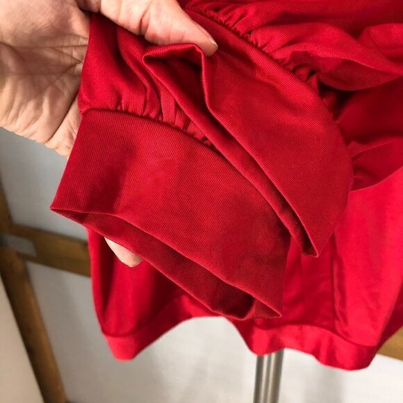 ZARA Red Pleated Balloon Long Sleeve Mini Dress Sz M - Picture 7 of 10